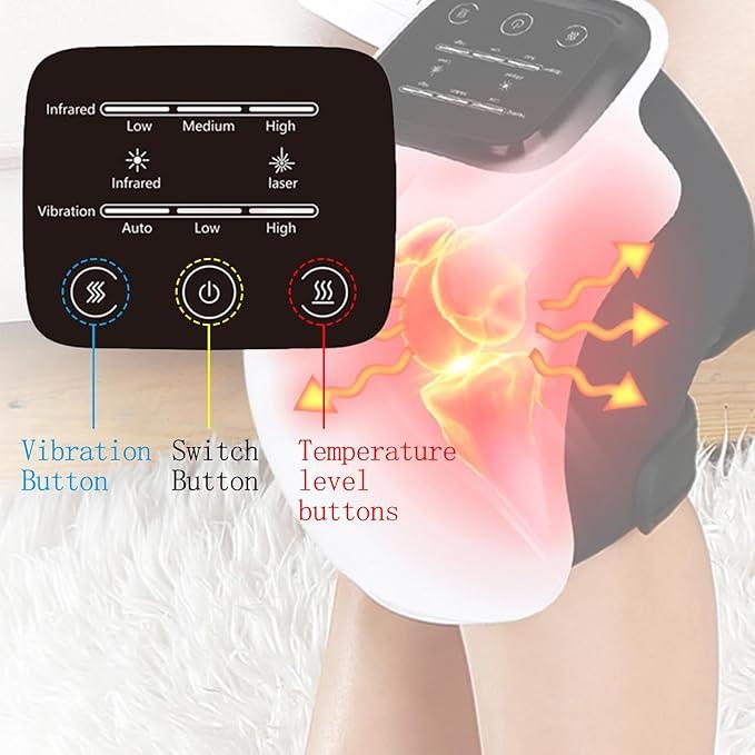 LaxeHaven heated therapy belt with infrared, vibration, and temperature control buttons