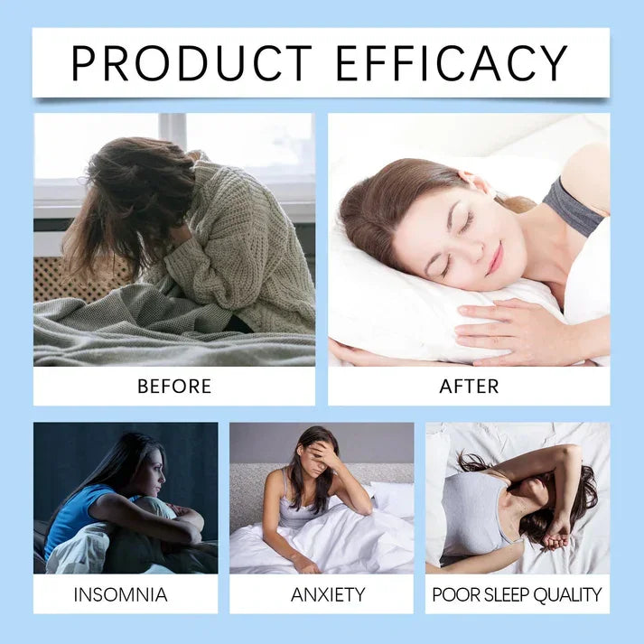 LaxeHaven product efficacy comparison for insomnia, anxiety, and poor sleep quality with before and after images.