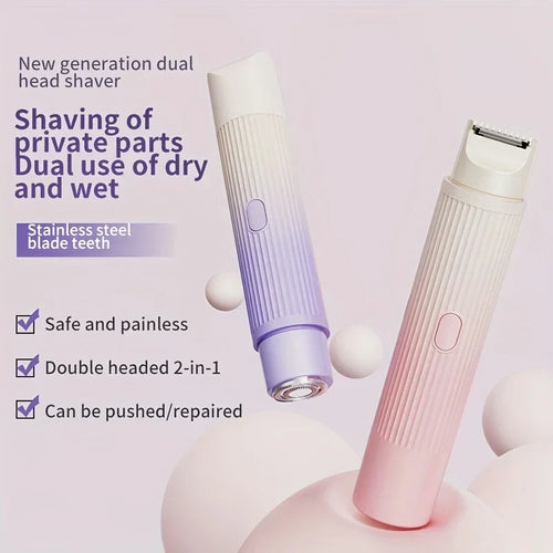 LaxeHaven dual head shaver for private areas, safe stainless steel, 2-in-1 dry and wet use
